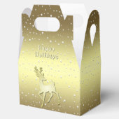 Golden Reindeer Snowy Holiday Favor Box Bedankdoosjes (Geopend)