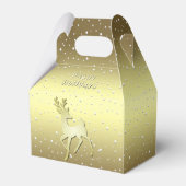 Golden Reindeer Snowy Holiday Favor Box Bedankdoosjes (Voorkant Zijde)
