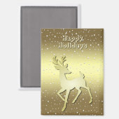 Golden Reindeer Snowy Holiday Magnet (Voorkant / Achterkant)
