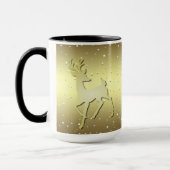Golden Reindeer Snowy Holiday Mug Mok (Links)