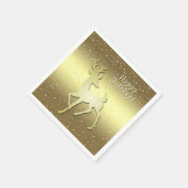 Golden Reindeer Snowy Holiday Napkin Servet (Hoek)