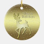 Golden Reindeer Snowy Holiday Ornament (Achterkant)