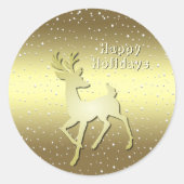 Golden Reindeer Snowy Holiday Sticker (Voorkant)