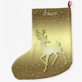 Golden Reindeer Snowy Holiday Stocking Grote Kerstsok (Achterkant)