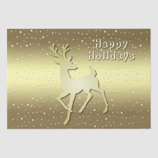 Golden Reindeer Snowy Holiday Tissue Paper Tissuepapier (Voorkant)