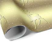 Golden Reindeer Snowy Holiday Wrapping Paper Cadeaupapier (Rol Hoek)
