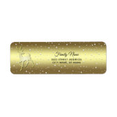 Golden Reindeer Snowy Return Address Label (Voorkant)