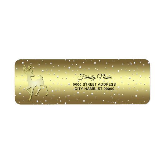 Golden Reindeer Snowy Return Address Label (Voorkant)