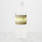 Golden Reindeer Snowy Water Bottle Label Waterfles Etiket (Voorkant)