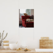 Golden rekhond met gembertabby kat poster (Keuken)