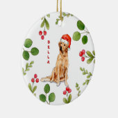 Golden rekhond met Santa Hat Keramisch Ornament (Rechts)