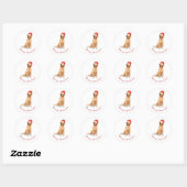 Golden rekhond met Santa hat Ronde Sticker (Vel)