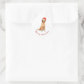 Golden rekhond met Santa hat Ronde Sticker (Tas)