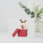 Golden rekwalvis in een cadeaudoos voor rode kerst briefkaart (Staand voorkant)