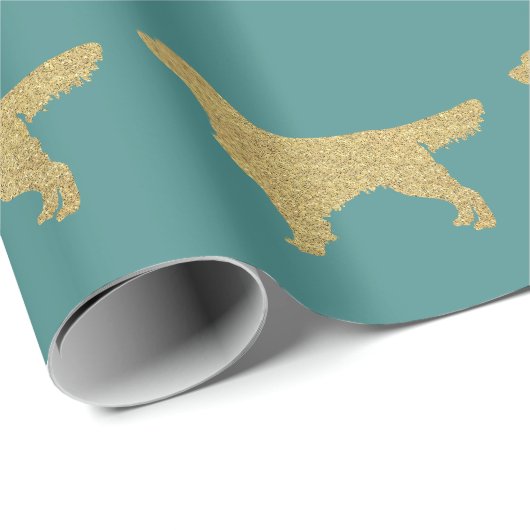 Golden rekwieg | Goudglitterturquoise Cadeaupapier (Rol Hoek)