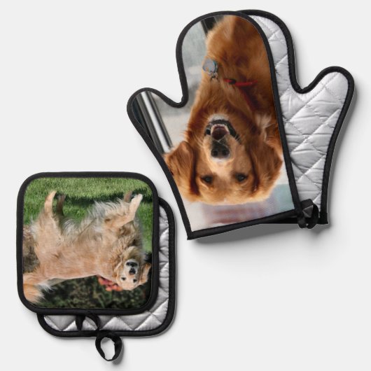 Golden rekwieg ovenwant & pannenlap set (Voorkant / Achterkant)