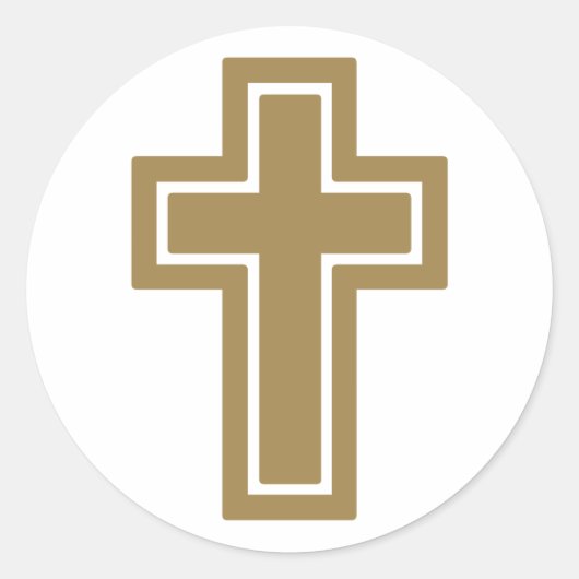 Golden Religious Cross | CHRISTELIJK Ronde Sticker (Voorkant)