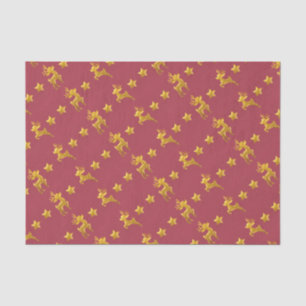 Golden rendier op rood papier
