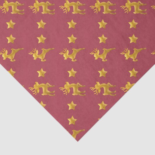 Golden rendier op rood papier (Detail)