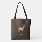 Golden rendieren op donkerbruin tote bag (Achterkant)