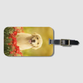 Golden Retirever in Red Flowers Bagagelabel (Voorkant (horizontaal))