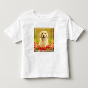 Golden Retirever in Red Flowers Kinder Shirts