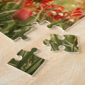 Golden Retirever in Red Flowers Legpuzzel (Zijkant)