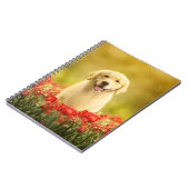 Golden Retirever in Red Flowers Notitieboek (Linkerzijde)