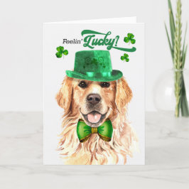 Golden Retreiver Dog Lucky St Patrick's Day Feestdagen Kaart