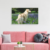 Golden Retreiver in Flowers Canvas Afdruk (Insitu (Woonkamer))