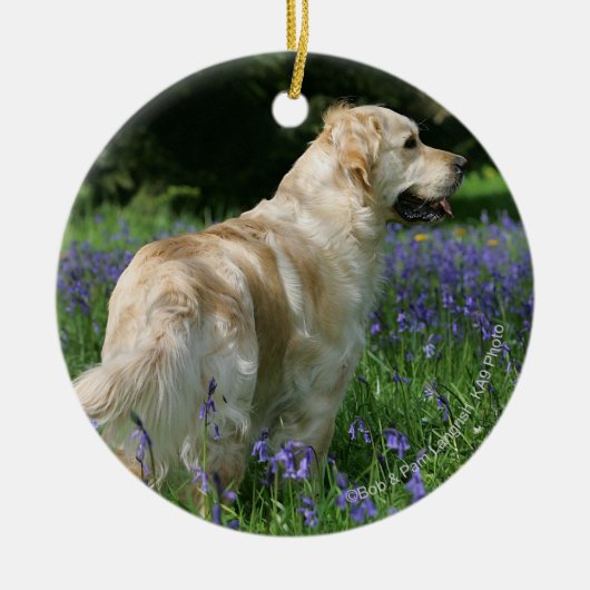 Golden Retreiver in Flowers Keramisch Ornament (Voorkant)