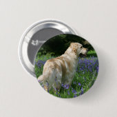 Golden Retreiver in Flowers Ronde Button 5,7 Cm (Voorkant /achterkant)