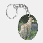 Golden Retreiver in Flowers Sleutelhanger (Voorkant Links)