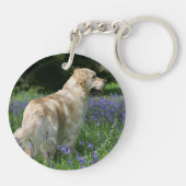 Golden Retreiver in Flowers Sleutelhanger (Achterkant)