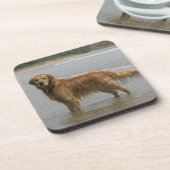 Golden Retreiver in het Zee Drankjes Onderzetter (Linkerzijde)