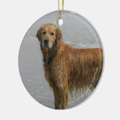 Golden Retreiver in het Zee Keramisch Ornament (Links)