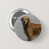 Golden Retreiver in het Zee Ronde Button 5,7 Cm (Voorkant /achterkant)