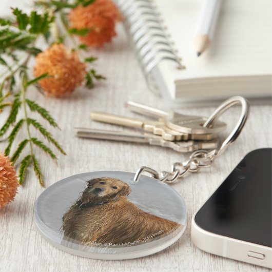 Golden Retreiver in het Zee Sleutelhanger (Voorkant Rechts)