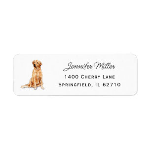 Golden Retreiver waterverf illustratie Etiket