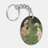 Golden Retreivers in Grass Sleutelhanger (Voorkant Links)