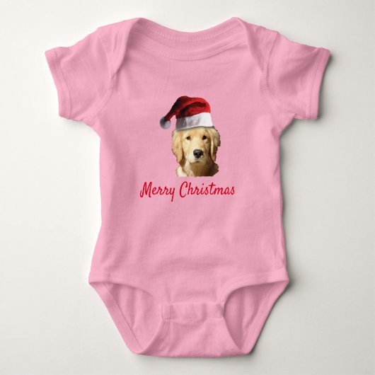 Golden Retrieve met een Pet voor de kerstman Romper (Voorkant)