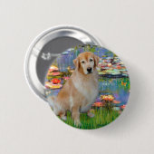 Golden Retriever #10 - Lelies #2 Ronde Button 5,7 Cm (Voorkant /achterkant)