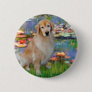 Golden Retriever #10 - Lelies #2 Ronde Button 5,7 Cm