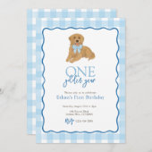 Golden Retriever 1 Gouden Jaar Eerste Verjaardag Kaart (Voorkant / Achterkant)