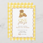 Golden Retriever 1 Gouden Jaar Eerste Verjaardag Kaart (Voorkant / Achterkant)