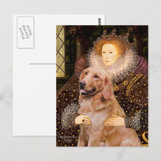 Golden Retriever #1 - koningin Elizabeth I Briefkaart (Voorkant / Achterkant)