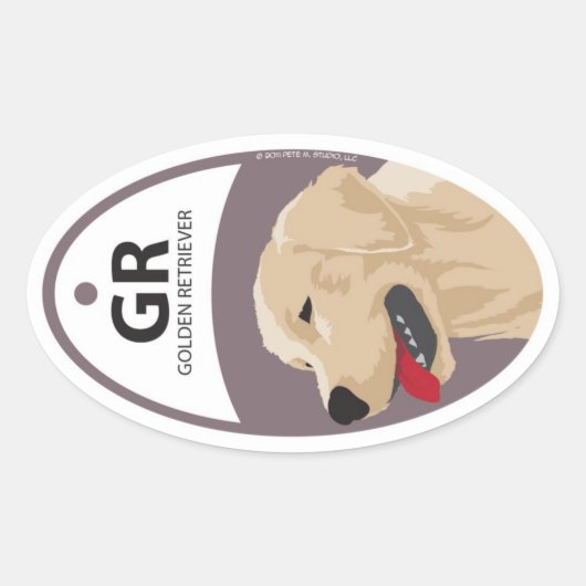 Golden Retriever 1 Ovale Sticker (Voorkant)