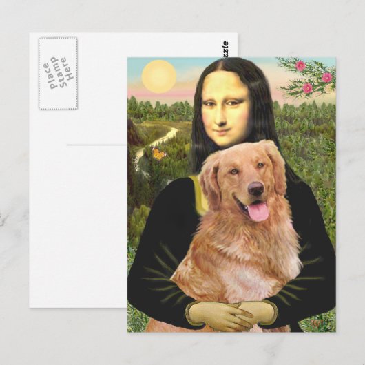 Golden Retriever 2 - Mona Lisa Briefkaart (Voorkant / Achterkant)