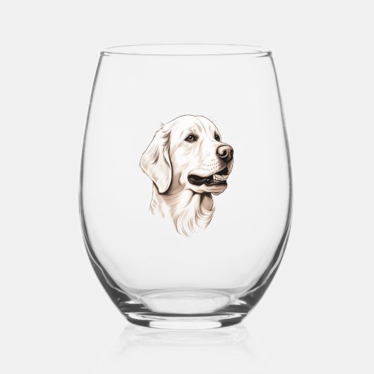 Golden Retriever 2 Wijnglas Zonder Voet (Voorkant)