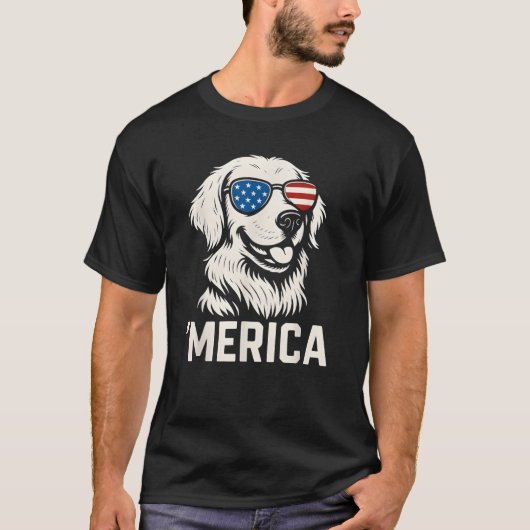 Golden Retriever 4 juli Amerikaanse zonnebril T-shirt (Voorkant)